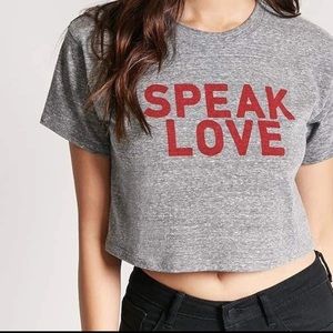Forever21 "Speak Love" Graphic Tee Crop Top Size S